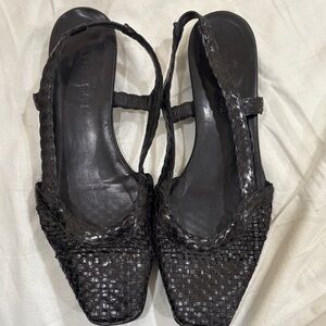 Sesto Meucci Dark Woven Leather Slingback flats